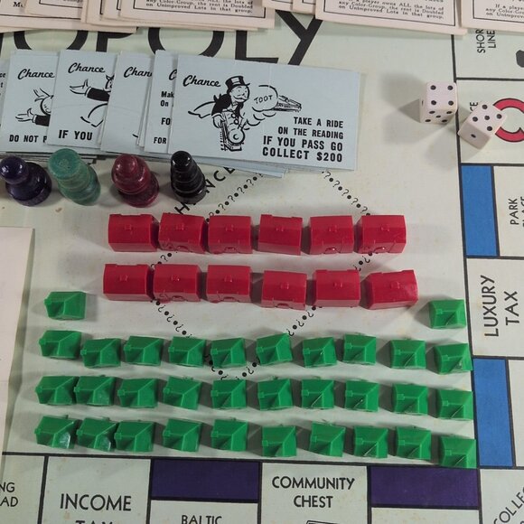 Vintage Monopoly Parker Brothers 1961 Real Estate Trading Board Game Equipment - Picture 10 of 16